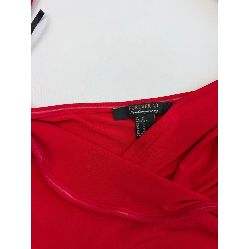 Forever 21 Contemporary Red Off Shoulder Ruched Bodycon Dress Medium - Picture 5 of 9
